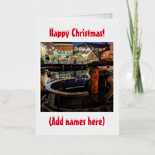 Carte De Vacances Métallisée Noël à thème Narrowboat
