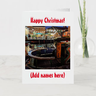 Carte De Vacances Métallisée Noël à thème Narrowboat