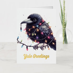 Carte De Vacances Métallisée Noël à Yule Raven