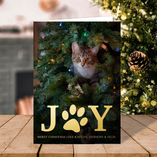 Carte De Vacances Métallisée Noël Joie   Photo de animal réel