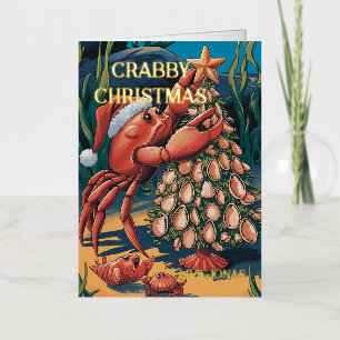 Carte De Vacances Métallisée Nom de Noël du petit crabe