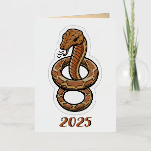 Carte De Vacances Métallisée Nouvel An Chinois Du Serpent 2025