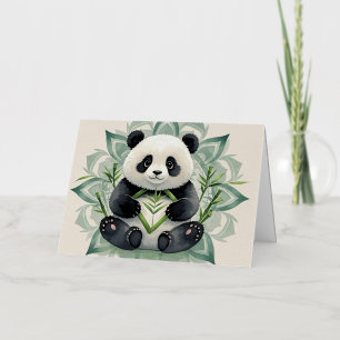 Carte De Vacances Métallisée Panda Chubby assis dans une pose de lotus Zen