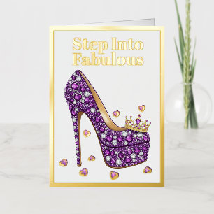 Carte De Vacances Métallisée Passez à Fabulous Purple Stiletto Anniversaire