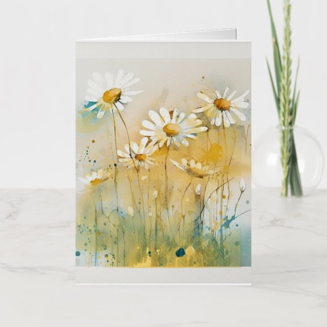 Carte De Vacances Métallisée Penser à toi Daisies (Recto)