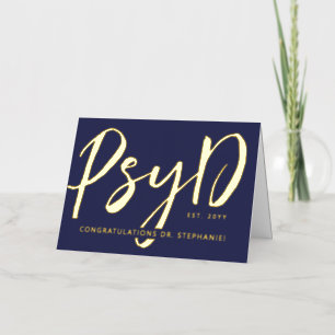 Carte De Vacances Métallisée Personnalisé Élégant PsyD Docteur en Psychologie M