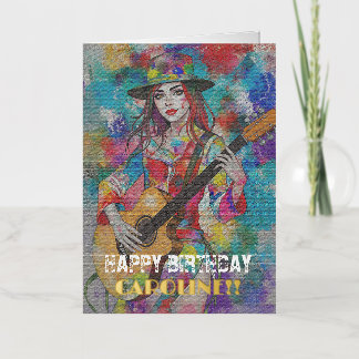 Carte De Vacances Métallisée Personnalisé Guitariste Art Abstrait Inspirationne