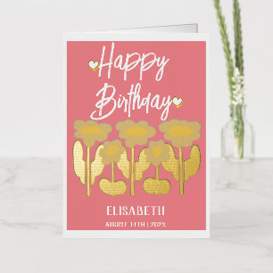 Carte De Vacances Métallisée Personnalisé Simple Purple Floral Femme Anniversai