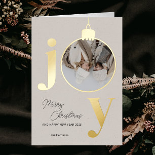 Carte De Vacances Métallisée Photo personnalisée Joyeux Noël blanc Fête Bell