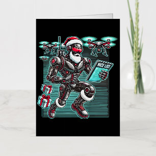 Carte De Vacances Métallisée Robot Père Noël propulsé par l'IA avec drones et N