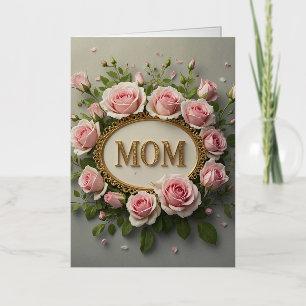 Carte De Vacances Métallisée Roses roses élégantes pour maman le jour de la Mèr