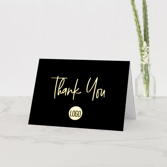 Carte De Vacances Métallisée Script moderne Custom Black Gold logo Business Foi (Fleur)