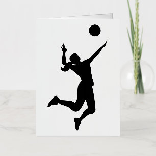 Carte De Vacances Métallisée silhouette women's volleyball