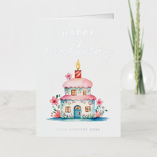 Carte De Vacances Métallisée Silver Anniversaire Wings Maison Cake Immobilier