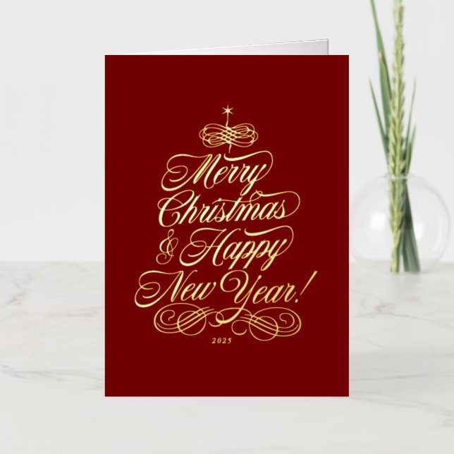 Carte De Vacances Métallisée Simple Foil Christmas Card (Recto)