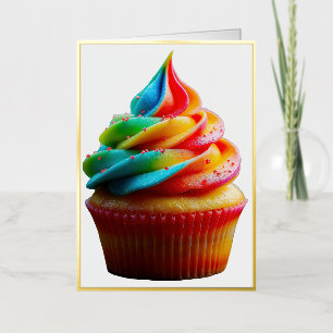 Carte De Vacances Métallisée SlipperyJoe's éblouissant arc-en-ciel cupcake
