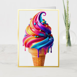 Carte De Vacances Métallisée SlipperyJoe's vibrante crème glacée cone classique