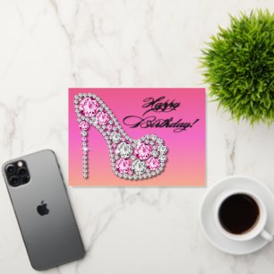 Carte De Vacances Métallisée Sparkle Glam Stiletto Anniversaire