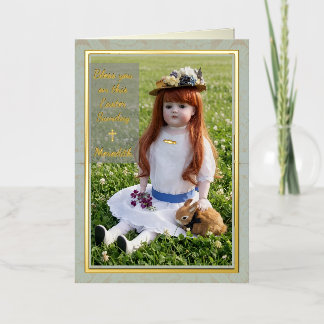 Carte De Vacances Métallisée  Spring Meadow Antique Doll Foil Card