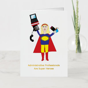 Carte De Vacances Métallisée Super Héroïne Blonde Professionnelle Administrativ