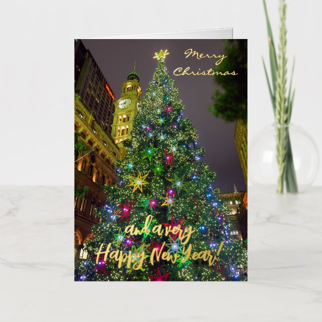 Carte De Vacances Métallisée Sydney Australie Joyeux Noël (Recto)