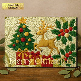 Carte De Vacances Métallisée Thème de Noël Arbre Reindeer Cadeaux Reindeer Look
