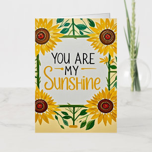 Carte De Vacances Métallisée Tournesol Whimsical, Vous Êtes Mon Soleil