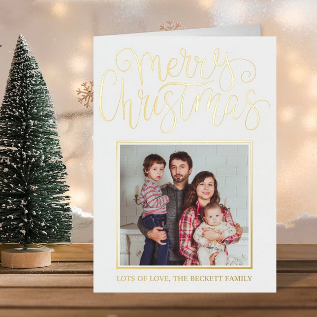 Carte De Vacances Métallisée Typographie tendance "Joyeux Noël" Photo Real (Créateur téléchargé)