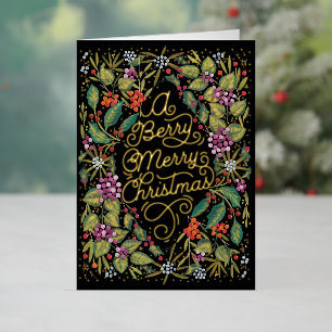 Carte De Vacances Métallisée Un joyeux Noël Berry