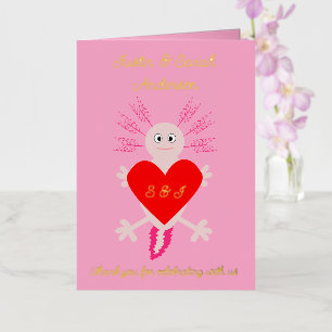 Carte De Vacances Métallisée Valentines Jour Amour Coeur Axolotl Personnalisé