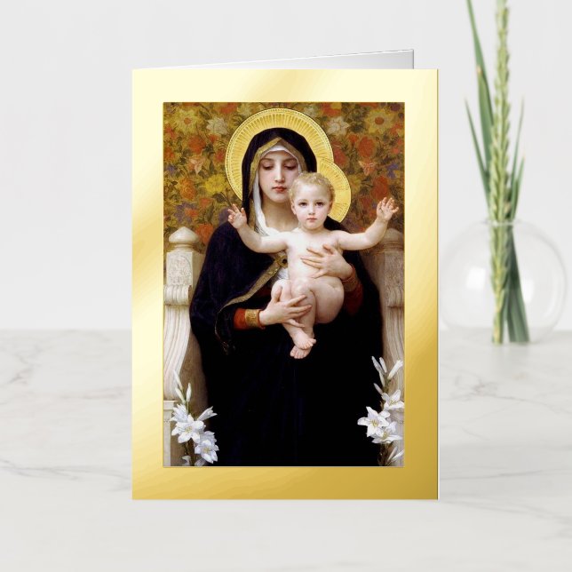 Carte De Vacances Métallisée Virgin of the Lilies (Recto)