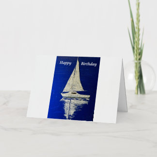 Carte De Vacances Métallisée Voile Joyeux anniversaire