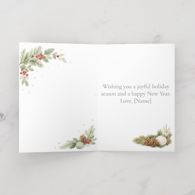 Carte De Vacances Métallisée Warm Holiday Wishes Design (Couchage intérieur)