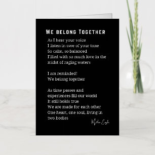 Carte De Vacances Métallisée We Belong ensemble amour poème