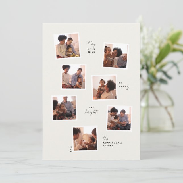 Carte de vacances minimale à sept photos (Debout devant)