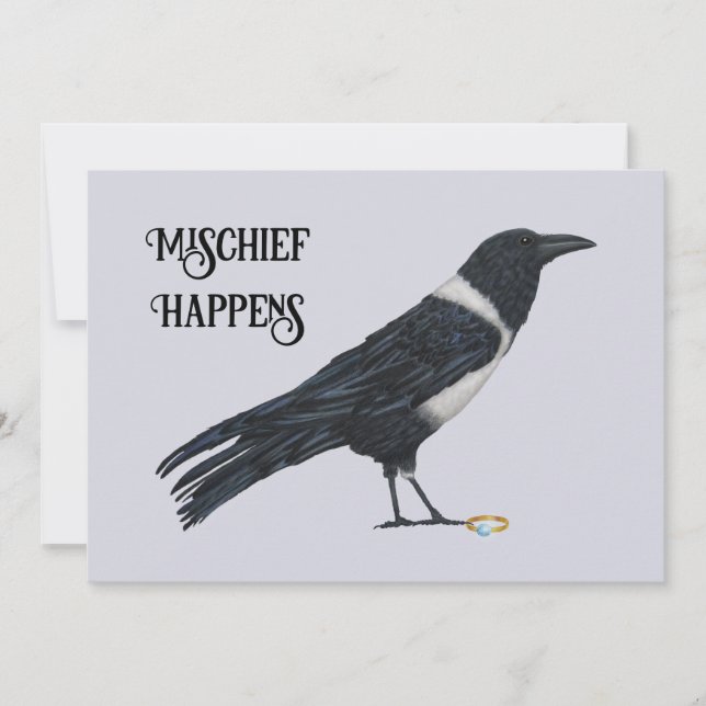 Carte de vacances Mischievous Crow and Ring Flat (Devant)