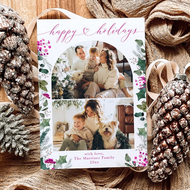 Carte de vacances moderne Chic Rose Calligraphie (Créateur téléchargé)