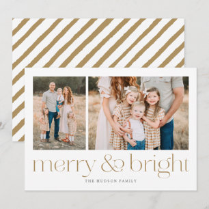 Carte de vacances moderne Merry and Bright Gold Mi