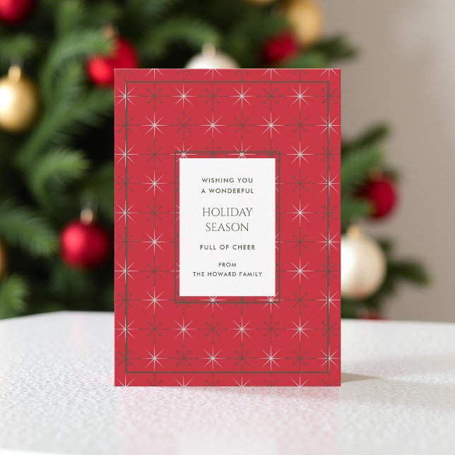 Carte de vacances moderne Retro Red Green Mid Cent (Créateur téléchargé)