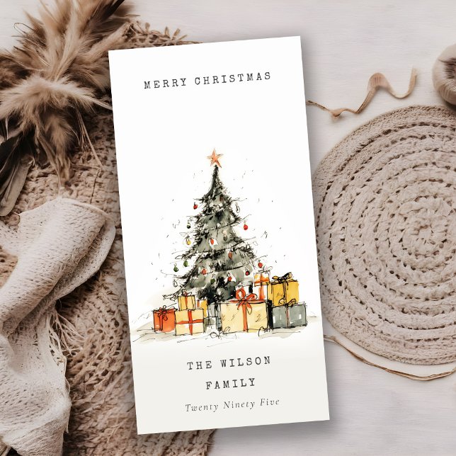 Carte de vacances moderne Sketchy Christmas Tree C (Créateur téléchargé)