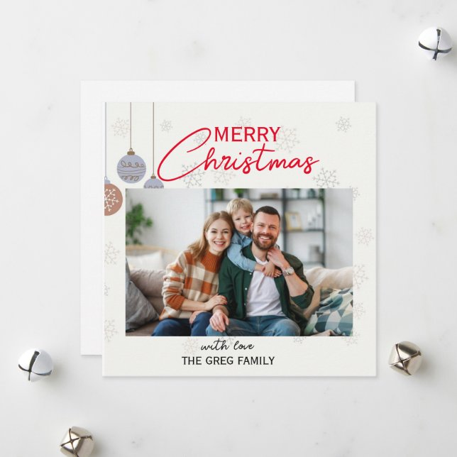 Carte de vacances moderne une photo de Noël (Devant/Arrière en situation)