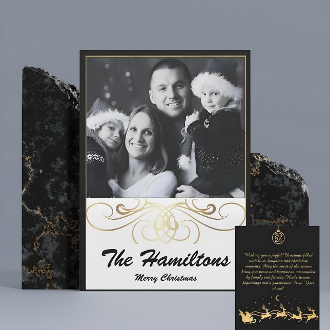 Carte de vacances Monochrome Elegance noir et blan (Créateur téléchargé)