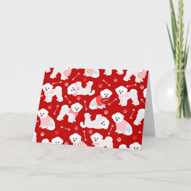 Carte de vacances Motif Bichon Frise Valentine (Devant)