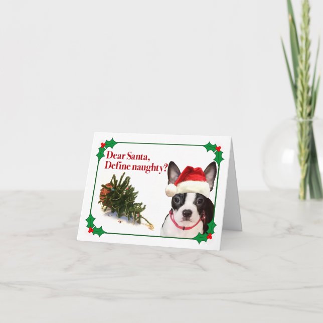 Carte de vacances Naughty Boston Terrier (Devant)