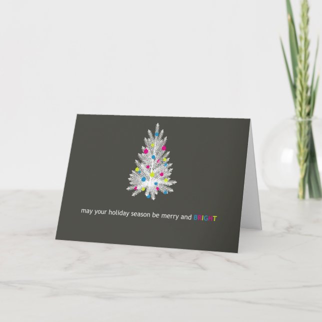 Carte de vacances Neon White Christmas Tree (Devant)
