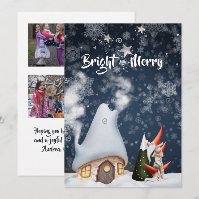 Carte de vacances Noël Gnome Photo Collage (Devant / Derrière)