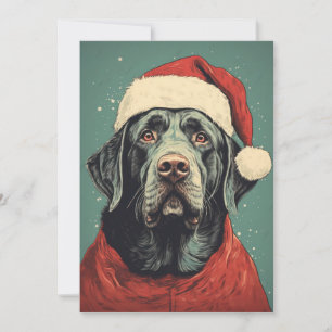 Carte de vacances Noël Père Noël Black Lab Flat