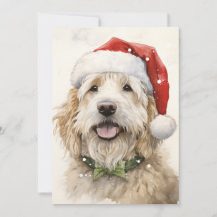 Carte de vacances Noël Père Noël Dog Flat