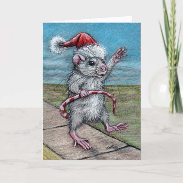 Carte de vacances Noël Rat (Devant)