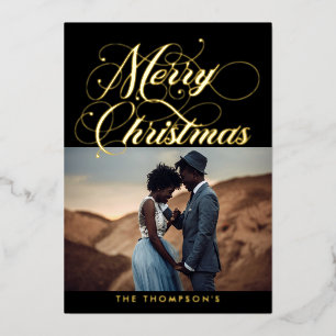 Carte de vacances Ornat Black Gold MerryChristmas 